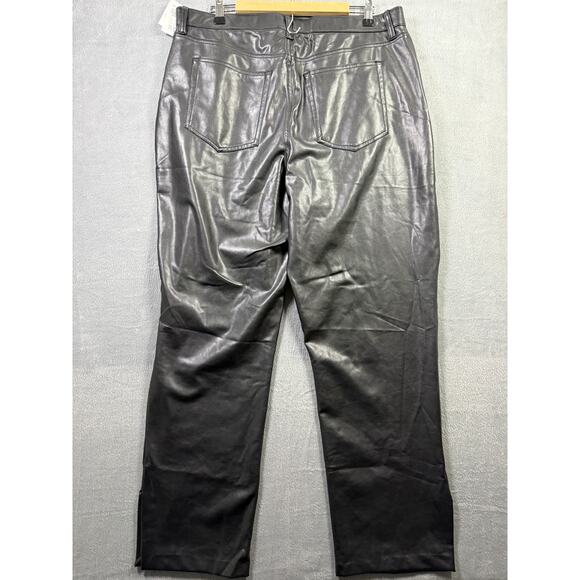 NWT Abercrombie & Fitch Vegan Leather Pants Straight Leg Black Size 18 / 34" - Picture 11 of 14